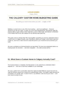 Calgary Custom Home Budgeting Guide cover